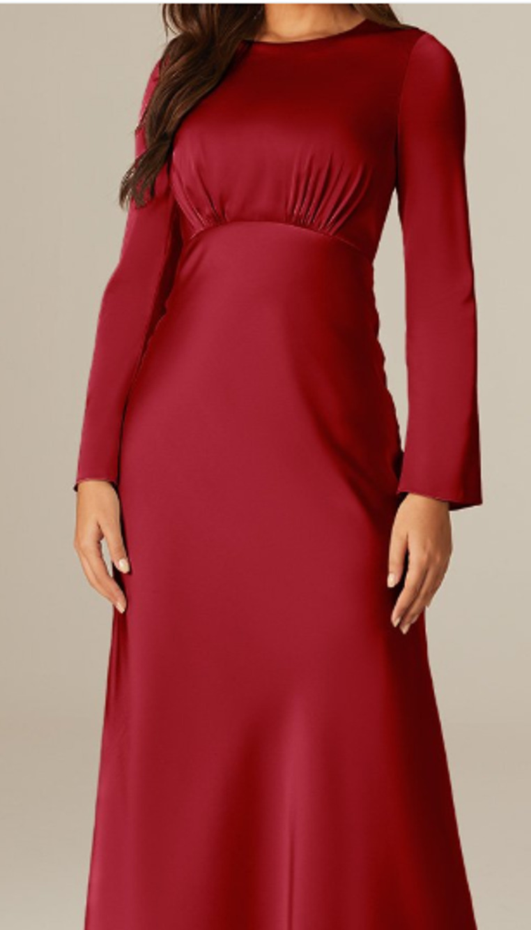 AW BRIDAL 8 M deep claret red Ginevra satin bridesmaid party maxi dress NEW B32